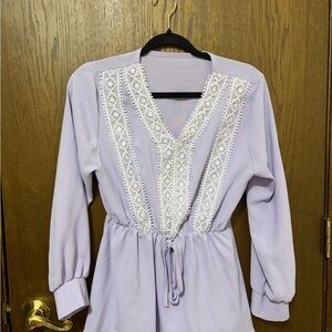 Lavender Blouse with Lace Detail